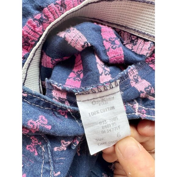 Vintage Girls' OSHKOSH B'GOSH Pink Bow Embroidered Blue Denim Overalls, Size 6 - Picture 13 of 15